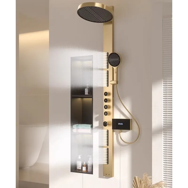Spa & Wellness Retreat - Brass Rainfall Shower Panel Set Digital